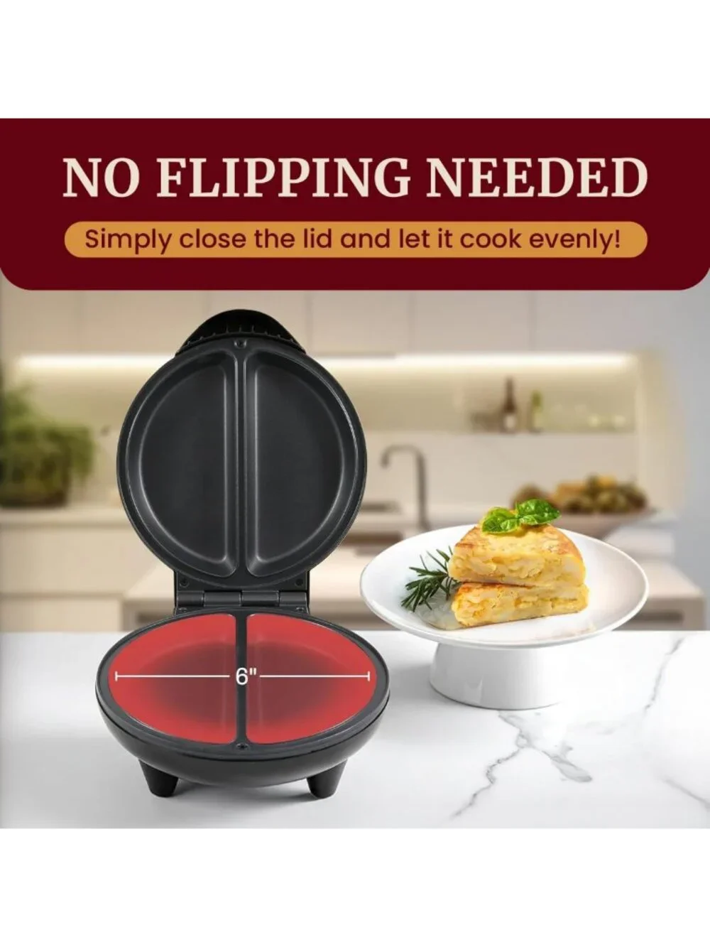Non-Stick Omelet & Frittata Maker, 6.5-Inch, Easy Clean, Kitchen Essential